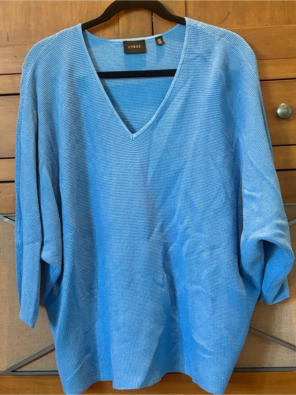 Cyrus Women's V-Neck Light Blue Knit Sweater